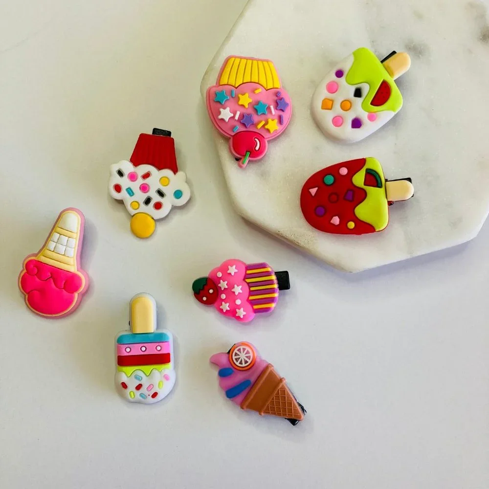 CupCake Hair Clips Set 8 pcs, Ice Cream Hair Clip for Girls & Baby Accessories - Picture 3 of 5